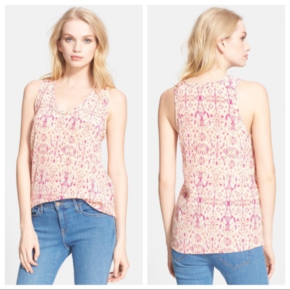 Joie Silk Tank Top Alena Ikat Print Size XS Sleeveless Blouse - Picture 3 of 16